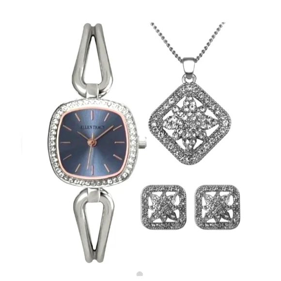 Ellen Tracy Accessories Ellen Tracy Silver Watch Necklace And